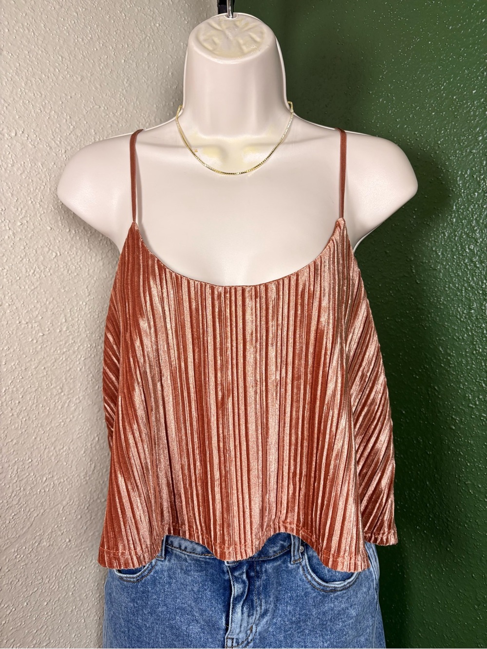 Urban Outfitters Shimmery Rust Pleated Cami Tank Top medium